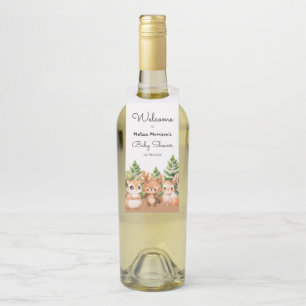 ウッドランド男の赤ちゃんシャワー ボトルネックタグ