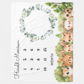 ウッドランド男の赤ちゃん月次マイルストーン フリースブランケット (正面)