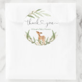 ウッドランド男女兼用の鹿の緑の赤ちゃんシャワー ラウンドシール (バッグ)