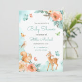 ウッドランド男女兼用アニマルかわいい赤ちゃん 招待状 (スタンド正面)
