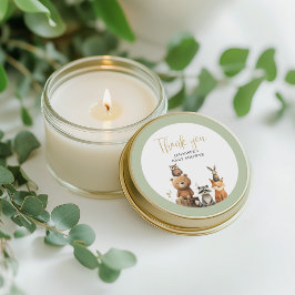 ウッドランド男女兼用アニマルズベビーシャワーのお願い ラウンドシール