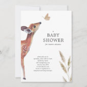 ウッドランド男女兼用ウォーターカラーベビーシャワー 招待状 (正面)