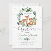 ウッドランド男女兼用ウッドランドベビーシャワー 招待状 (正面)