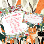 ウッドランド男女兼用クリーチャー赤ちゃんシャワー 招待状