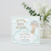 ウッドランド男女兼用テディベア赤ちゃんシャワー 招待状 (スタンド正面)