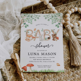ウッドランド男女兼用ベイビーシャワー招待状 招待状