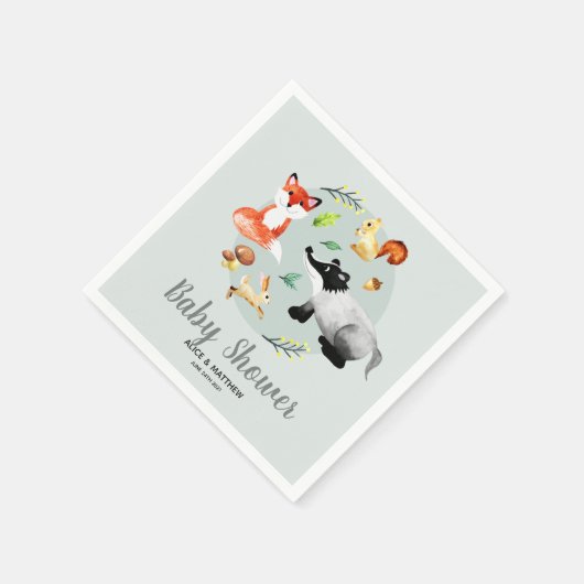 ウッドランド男女兼用森林動物の赤ちゃんシャワー スタンダードカクテルナプキン (角)
