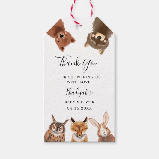 ウッドランド男女兼用赤ちゃんシャワー ギフトタグ (正面)