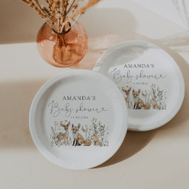 ウッドランド男女兼用赤ちゃんシャワー ペーパープレート