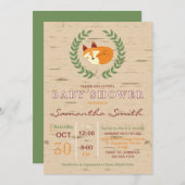 ウッドランド眠りキツネベビーシャワー招待状 招待状 (正面/裏面)