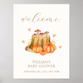 ウッドランド秋かぼちゃきのこの赤ちゃんシャワーへようこそ ポスター (正面)