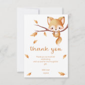 ウッドランド秋ベビーキツネベビーシャワー サンキューカード (正面)