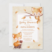 ウッドランド秋ベビーキツネベビーシャワー 招待状 (正面)