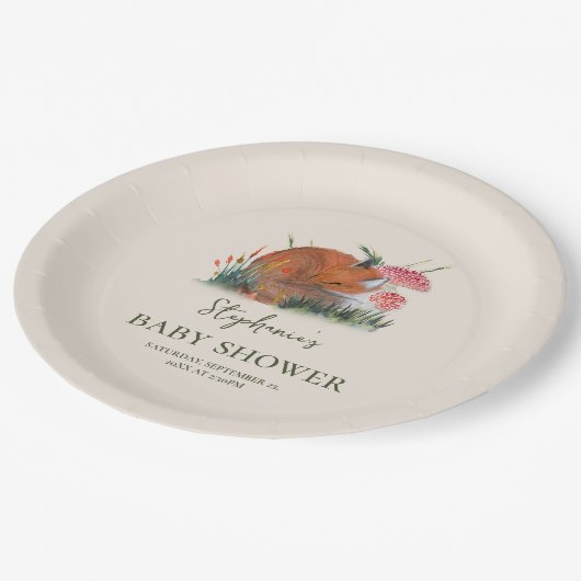 ウッドランド秋ベビーシャワー |コテージコア ペーパープレート (アングル)