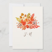 ウッドランド秋マッシュルーム結婚ワイルドフラワー 招待状 (裏面)