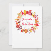 ウッドランド秋マッシュルーム結婚ワイルドフラワー 招待状 (裏面)