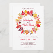 ウッドランド秋マッシュルーム結婚ワイルドフラワー 招待状 (正面/裏面)