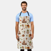 ウッドランド秋動物ライトオータムキツネディアフクロウラ エプロン (着用した状態)