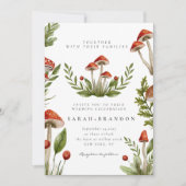 ウッドランド秋水彩結婚キノコ 招待状 (正面)