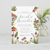 ウッドランド秋水彩結婚キノコ 招待状 (スタンド正面)