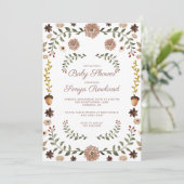 ウッドランド秋緑の花模様ベビーシャワー 招待状 (スタンド正面)