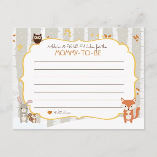 ウッドランド秋/ウィンターベビーシャワーアドバイスカード アドバイスカード (正面)