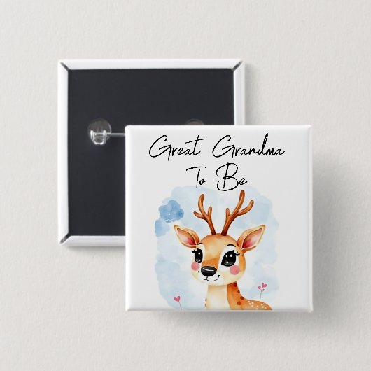 ウッドランド素晴らし鹿のおばあちゃん赤ちゃんシャワー 缶バッジ (正面&裏面)