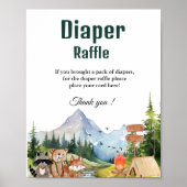 ウッドランド素朴おむつラッフル赤ちゃんシャワーサイン ポスター (正面)