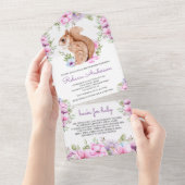 ウッドランド素朴かわいいフローラリス赤ちゃんシャワー オールインワン招待状 (貼ってはがせる)