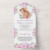 ウッドランド素朴かわいいフローラリス赤ちゃんシャワー オールインワン招待状 (内側)