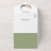 ウッドランド素朴の森かわいい動物の赤ちゃんシャワー オールインワン招待状 (外側)