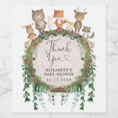 ウッドランド素朴の緑の動物のベビーが有利 ワインラベル (シングルラベル)