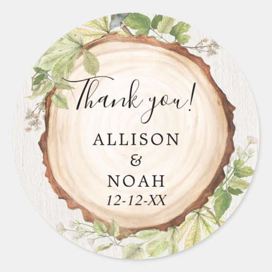 ウッドランド素朴の野外の森の木スライス ラウンドシール (正面)