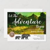 ウッドランド素朴は荒野のベビーシャワー インビテーションポストカード (正面/裏面)