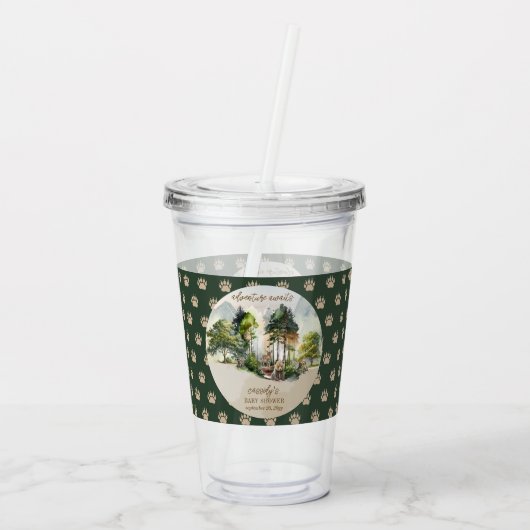 ウッドランド素朴アドベンチャーが少年の赤ちゃんシャワーを待つ アクリルタンブラー (裏面)