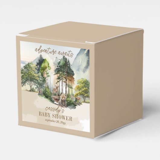 ウッドランド素朴アドベンチャーが少年の赤ちゃんシャワーを待つ フェイバーボックス (正面サイド)