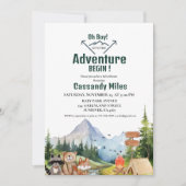 ウッドランド素朴アニマルアドベンチャーベビーシャワー 招待状 (正面)