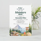 ウッドランド素朴アニマルアドベンチャーベビーシャワー 招待状 (スタンド正面)