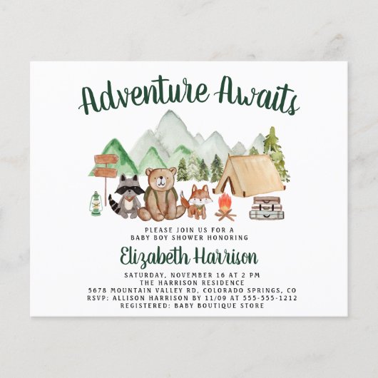 ウッドランド素朴アニマルキャンプ赤ちゃんシャワー (正面)