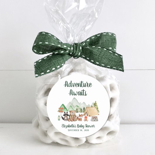 ウッドランド素朴アニマルキャンプ赤ちゃんシャワー ラウンドシール