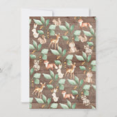 ウッドランド素朴アニマルズニュートラル赤ちゃんシャワー 招待状 (裏面)