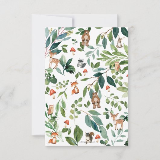 ウッドランド素朴アニマルズベビーシャワーニュートラルボーイ サンキューカード (裏面)