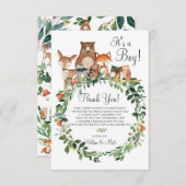 ウッドランド素朴アニマルズベビーシャワーニュートラルボーイ サンキューカード