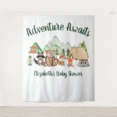 ウッドランド素朴アニマルズベビーシャワー タペストリー (正面)