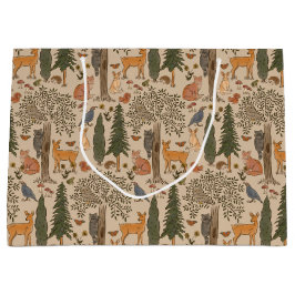 ウッドランド素朴アニマルズボーイベビーシャワー ラージペーパーバッグ