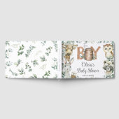 ウッドランド素朴アニマルズ緑の男の子の赤ちゃんシャワー ゲストブック (全面)