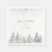 ウッドランド素朴ウィンターウェディングナプキンス スタンダードカクテルナプキン (正面)