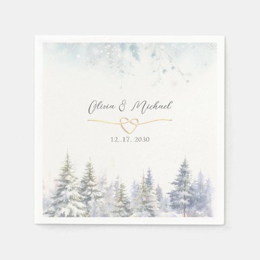 ウッドランド素朴ウィンターウェディングナプキンス スタンダードカクテルナプキン (正面)
