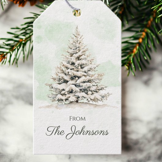ウッドランド素朴ウィンターパインツリーシックなクリスマス ギフトタグ