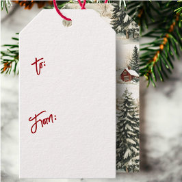 ウッドランド素朴ウィンタービレッジクリスマス ギフトタグ